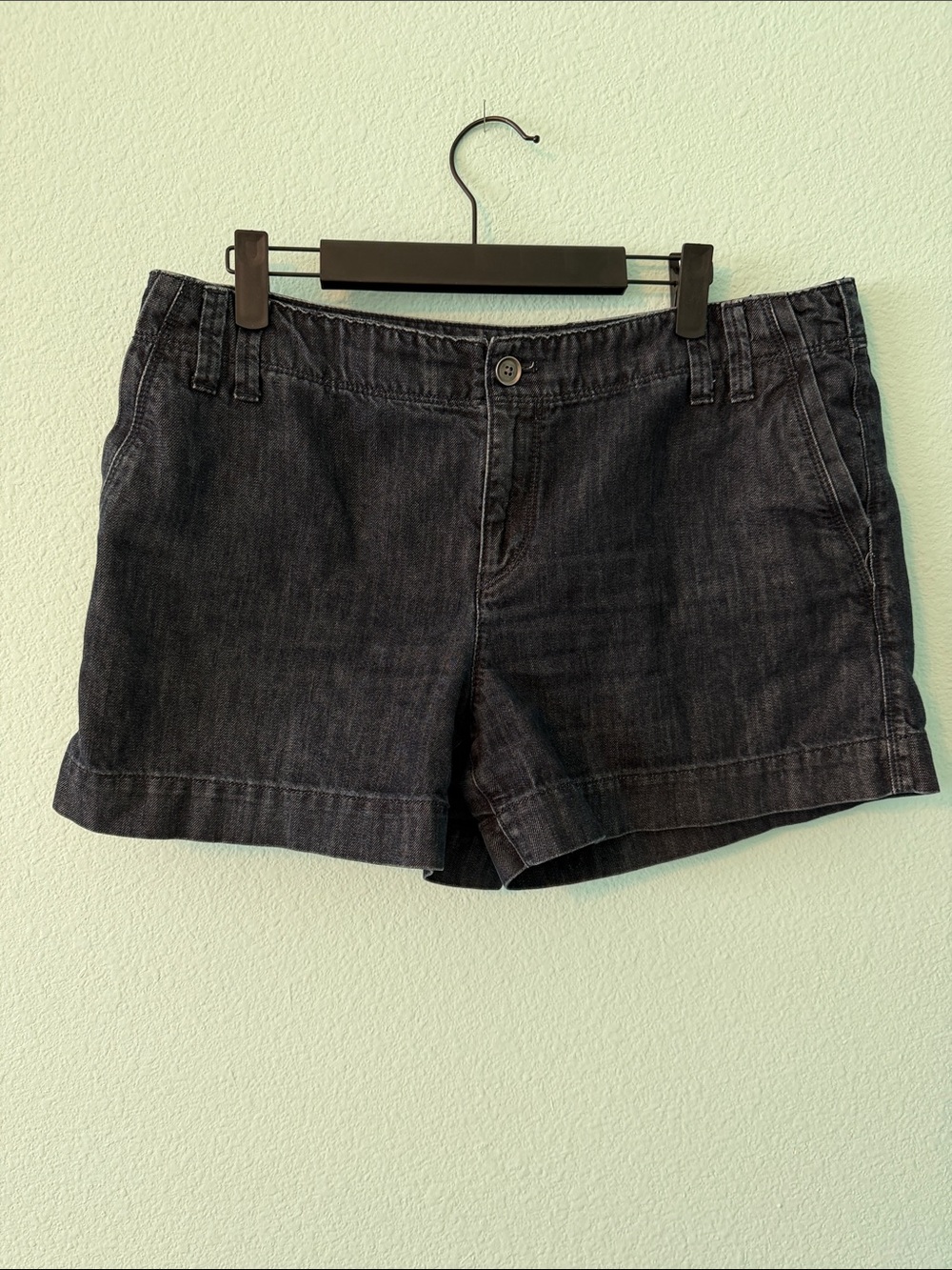 Ann Taylor LOFT Denim Riviera Shorts Dark Wash Blue Gray Cuffed Women's Size 10